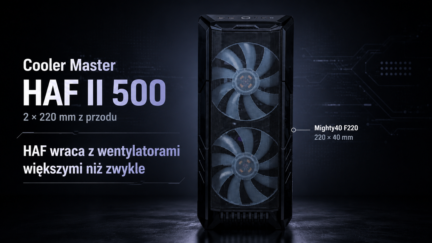 Cooler Master HAF II 500 ma wentylatory 220 mm. Pierwsze testy są mocne