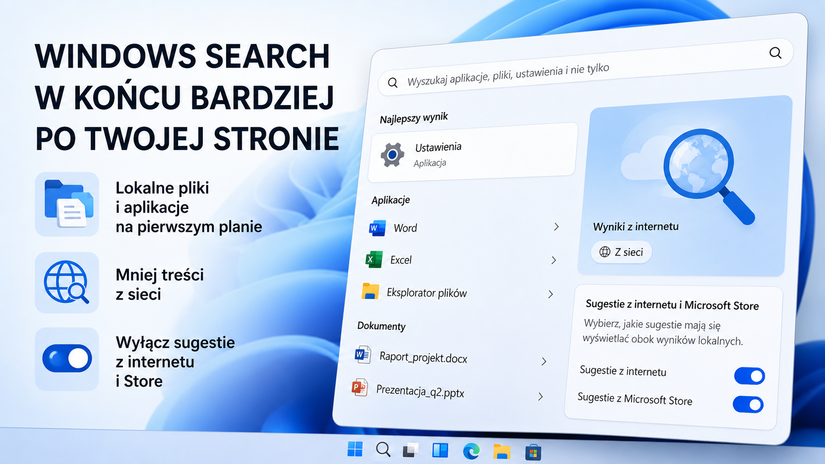 Microsoft porządkuje Windows Search. Wyniki z sieci dostają wyłącznik